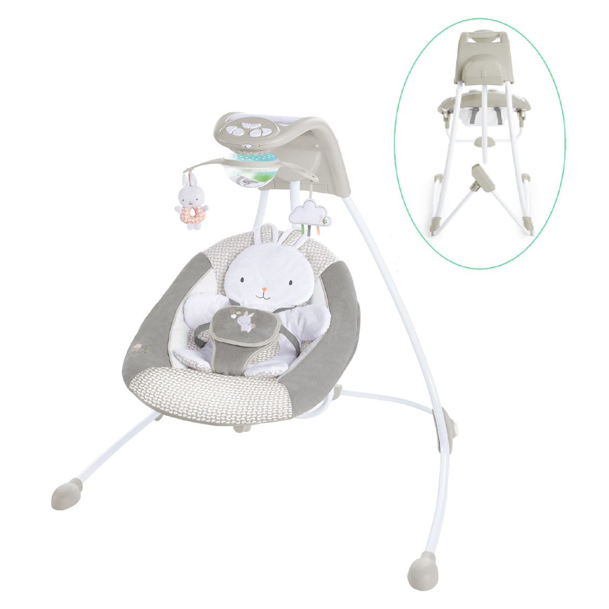 Ingenuity InLighten Baby Swing, Easy-Fold Frame & Light Up Mobile, Twinkle Tails