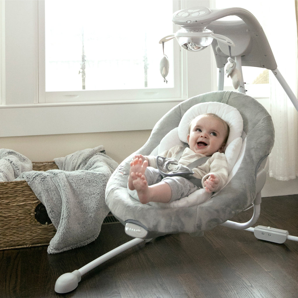 Ingenuity InLighten Baby Swing with Cool Mesh Fabric, Vibrations & Lights, Braden
