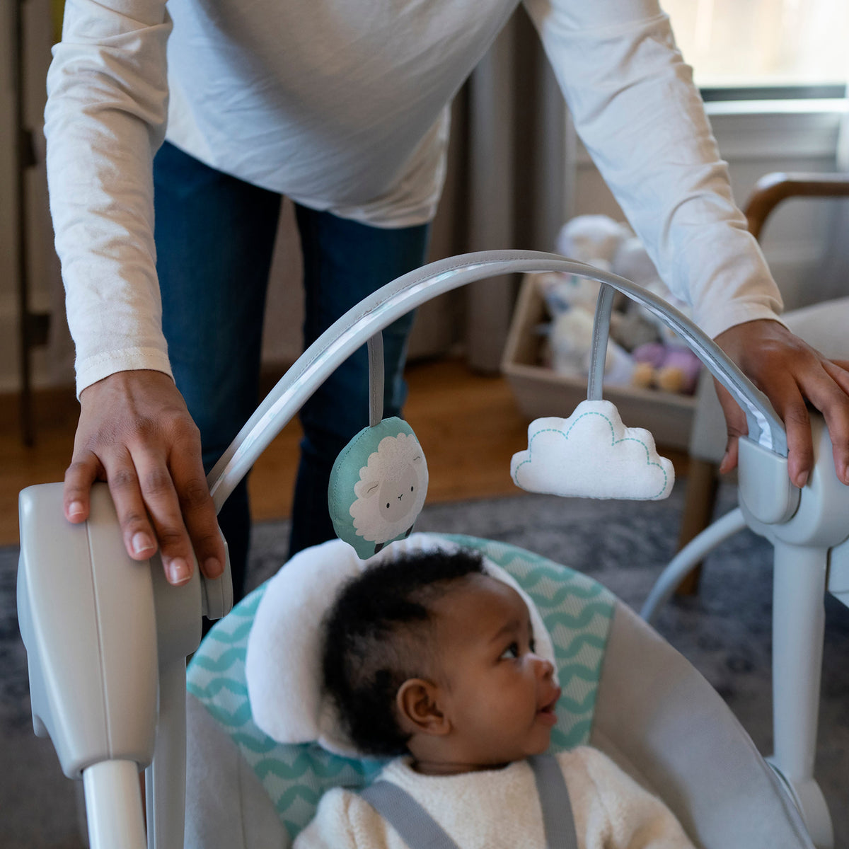 Ity by Ingenuity Swingity Swing Easy-Fold Portable Baby Swing, Goji
