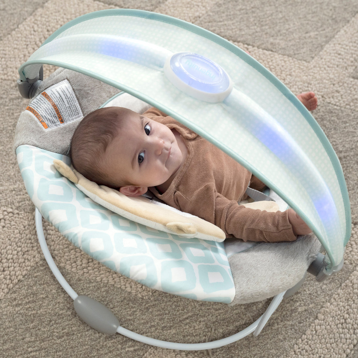 Ingenuity InLighten Baby Bouncer Seat with Light Up Toy Bar, Kitt